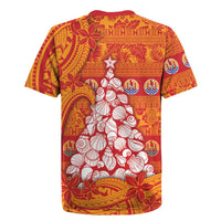 French Polynesia Christmas Rugby Jersey Seashell Xmas Tree Tribal Waves DT05 - Polynesian Pride