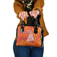French Polynesia Christmas Shoulder Handbag Seashell Xmas Tree Tribal Waves DT05 One Size Orange - Polynesian Pride
