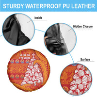 French Polynesia Christmas Spare Tire Cover Seashell Xmas Tree Tribal Waves - Polynesian Pride