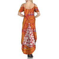 French Polynesia Christmas Summer Maxi Dress Seashell Xmas Tree Tribal Waves DT05 - Polynesian Pride