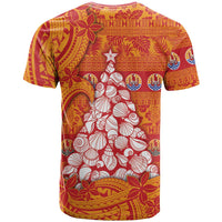 French Polynesia Christmas T Shirt Seashell Xmas Tree Tribal Waves DT05 - Polynesian Pride