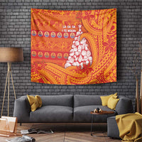 French Polynesia Christmas Tapestry Seashell Xmas Tree Tribal Waves - Polynesian Pride
