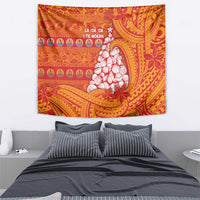 French Polynesia Christmas Tapestry Seashell Xmas Tree Tribal Waves - Polynesian Pride