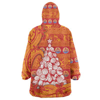 French Polynesia Christmas Wearable Blanket Hoodie Seashell Xmas Tree Tribal Waves DT05 - Polynesian Pride