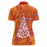 French Polynesia Christmas Women Polo Shirt Seashell Xmas Tree Tribal Waves DT05 - Polynesian Pride