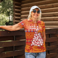 French Polynesia Christmas Women Polo Shirt Seashell Xmas Tree Tribal Waves DT05 - Polynesian Pride