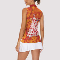 French Polynesia Christmas Women Sleeveless Polo Shirt Seashell Xmas Tree Tribal Waves DT05 - Polynesian Pride