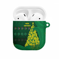 Cook Islands Christmas AirPods Case Seashell Xmas Tree Tribal Waves DT05 Green - Polynesian Pride
