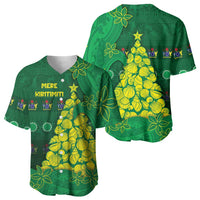 Cook Islands Christmas Baseball Jersey Seashell Xmas Tree Tribal Waves - Polynesian Pride