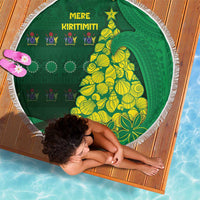 Cook Islands Christmas Beach Blanket Seashell Xmas Tree Tribal Waves - Polynesian Pride