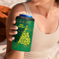 Cook Islands Christmas 4 in 1 Can Cooler Tumbler Seashell Xmas Tree Tribal Waves - Polynesian Pride