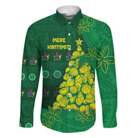 Cook Islands Christmas Family Matching Off The Shoulder Long Sleeve Dress and Hawaiian Shirt Seashell Xmas Tree Tribal Waves - Polynesian Pride