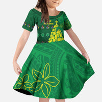 Cook Islands Christmas Family Matching Short Sleeve Bodycon Dress and Hawaiian Shirt Seashell Xmas Tree Tribal Waves - Polynesian Pride