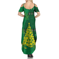 Cook Islands Christmas Family Matching Summer Maxi Dress and Hawaiian Shirt Seashell Xmas Tree Tribal Waves - Polynesian Pride