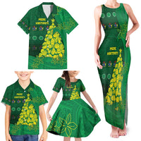 Cook Islands Christmas Family Matching Tank Maxi Dress and Hawaiian Shirt Seashell Xmas Tree Tribal Waves DT05 - Polynesian Pride