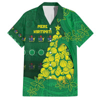 Cook Islands Christmas Family Matching Tank Maxi Dress and Hawaiian Shirt Seashell Xmas Tree Tribal Waves DT05 Dad's Shirt - Short Sleeve Green - Polynesian Pride