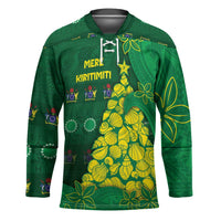 Cook Islands Christmas Hockey Jersey Seashell Xmas Tree Tribal Waves DT05 Unisex Green - Polynesian Pride