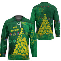 Cook Islands Christmas Hockey Jersey Seashell Xmas Tree Tribal Waves DT05 - Polynesian Pride