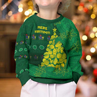 Cook Islands Christmas Kid Ugly Christmas Sweater Seashell Xmas Tree Tribal Waves - Polynesian Pride