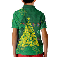 Cook Islands Christmas Kid Polo Shirt Seashell Xmas Tree Tribal Waves DT05 - Polynesian Pride