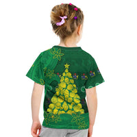 Cook Islands Christmas Kid T Shirt Seashell Xmas Tree Tribal Waves DT05 - Polynesian Pride