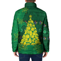 Cook Islands Christmas Padded Jacket Seashell Xmas Tree Tribal Waves - Polynesian Pride