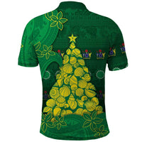 Cook Islands Christmas Polo Shirt Seashell Xmas Tree Tribal Waves DT05 - Polynesian Pride