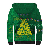 Cook Islands Christmas Sherpa Hoodie Seashell Xmas Tree Tribal Waves - Polynesian Pride