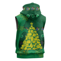 Cook Islands Christmas Sleeveless Zip Hoodie Seashell Xmas Tree Tribal Waves DT05 - Polynesian Pride