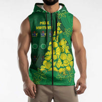 Cook Islands Christmas Sleeveless Zip Hoodie Seashell Xmas Tree Tribal Waves DT05 - Polynesian Pride