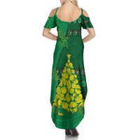 Cook Islands Christmas Summer Maxi Dress Seashell Xmas Tree Tribal Waves DT05 - Polynesian Pride