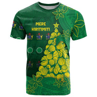 Cook Islands Christmas T Shirt Seashell Xmas Tree Tribal Waves DT05 Green - Polynesian Pride