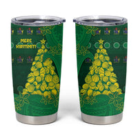 Cook Islands Christmas Tumbler Cup Seashell Xmas Tree Tribal Waves - Polynesian Pride