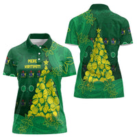 Cook Islands Christmas Women Polo Shirt Seashell Xmas Tree Tribal Waves - Polynesian Pride