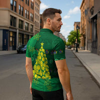 Cook Islands Christmas Zipper Polo Shirt Seashell Xmas Tree Tribal Waves DT05 - Polynesian Pride