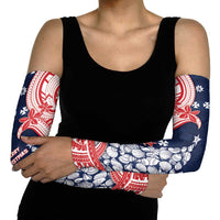 Wallis And Futuna Christmas Arm Sleeves Seashell Xmas Tree Tribal Waves - Polynesian Pride