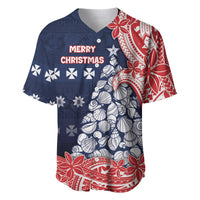 Wallis And Futuna Christmas Baseball Jersey Seashell Xmas Tree Tribal Waves DT05 Navy - Polynesian Pride
