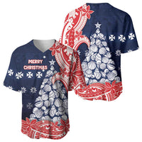 Wallis And Futuna Christmas Baseball Jersey Seashell Xmas Tree Tribal Waves DT05 - Polynesian Pride