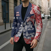 Wallis And Futuna Christmas Blazer Seashell Xmas Tree Tribal Waves - Polynesian Pride