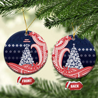 Wallis And Futuna Christmas Ceramic Ornament Seashell Xmas Tree Tribal Waves - Polynesian Pride