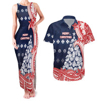 Wallis And Futuna Christmas Couples Matching Tank Maxi Dress and Hawaiian Shirt Seashell Xmas Tree Tribal Waves - Polynesian Pride