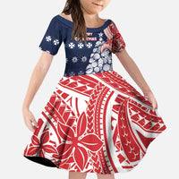 Wallis And Futuna Christmas Family Matching Off Shoulder Short Dress and Hawaiian Shirt Seashell Xmas Tree Tribal Waves - Polynesian Pride