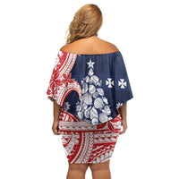 Wallis And Futuna Christmas Family Matching Off Shoulder Short Dress and Hawaiian Shirt Seashell Xmas Tree Tribal Waves - Polynesian Pride