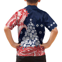 Wallis And Futuna Christmas Family Matching Puletasi and Hawaiian Shirt Seashell Xmas Tree Tribal Waves - Polynesian Pride