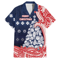 Wallis And Futuna Christmas Family Matching Puletasi and Hawaiian Shirt Seashell Xmas Tree Tribal Waves - Polynesian Pride