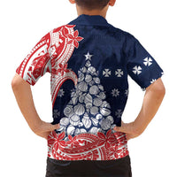 Wallis And Futuna Christmas Family Matching Summer Maxi Dress and Hawaiian Shirt Seashell Xmas Tree Tribal Waves - Polynesian Pride