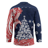 Wallis And Futuna Christmas Hockey Jersey Seashell Xmas Tree Tribal Waves DT05 - Polynesian Pride