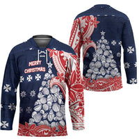 Wallis And Futuna Christmas Hockey Jersey Seashell Xmas Tree Tribal Waves DT05 - Polynesian Pride