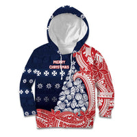 Wallis And Futuna Christmas Kid Hoodie Seashell Xmas Tree Tribal Waves - Polynesian Pride