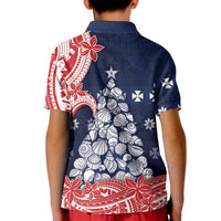 Wallis And Futuna Christmas Kid Polo Shirt Seashell Xmas Tree Tribal Waves DT05 - Polynesian Pride